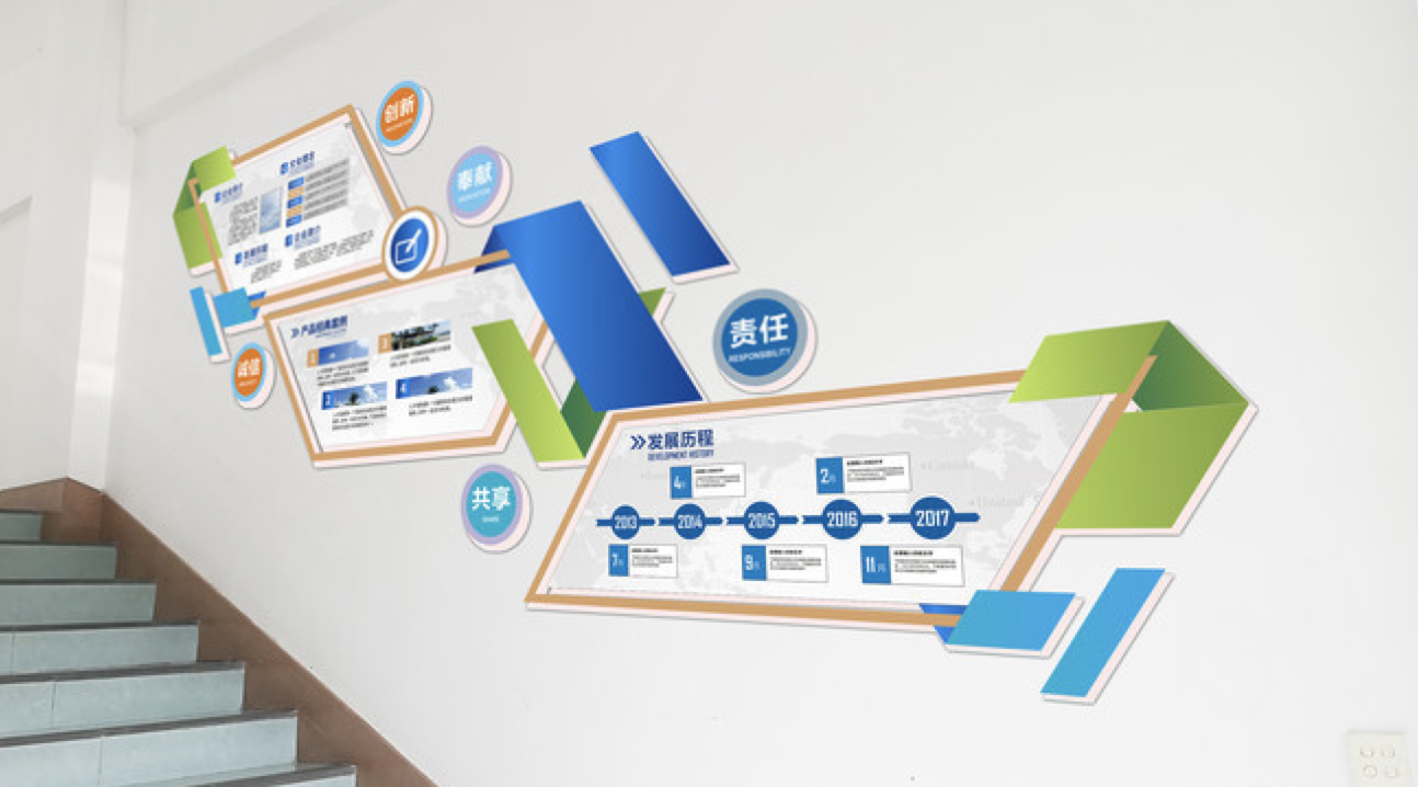 簡約大氣企業(yè)文化樓梯墻